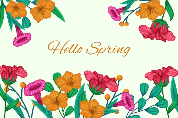 Flat detailed colorful spring background