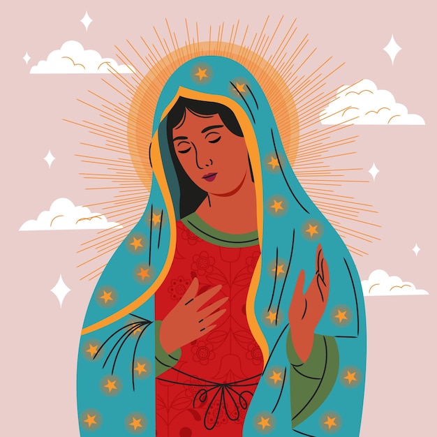 Vector flat dia de la virgen de guadalupe illustration