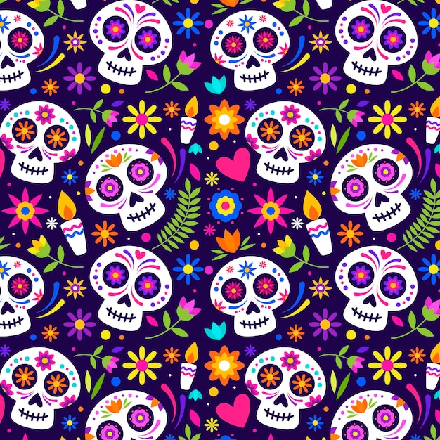 Flat día de muertos pattern