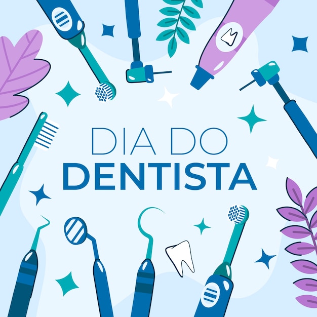 Flat dia do dentista illustration