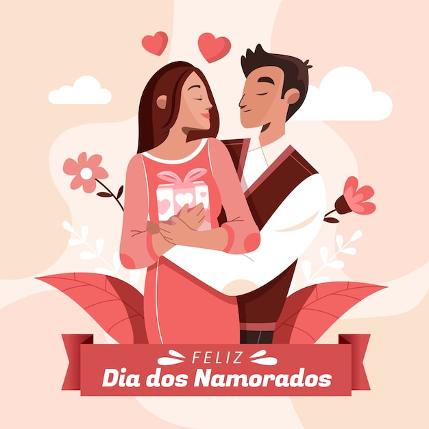 Flat dia dos namorados illustration