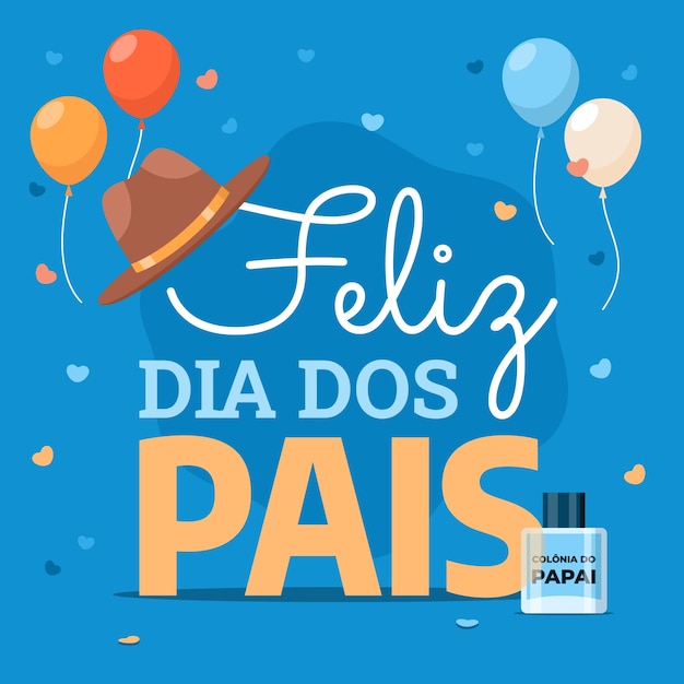 Flat dia dos pais text illustration