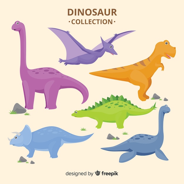 Flat dinosaur collection