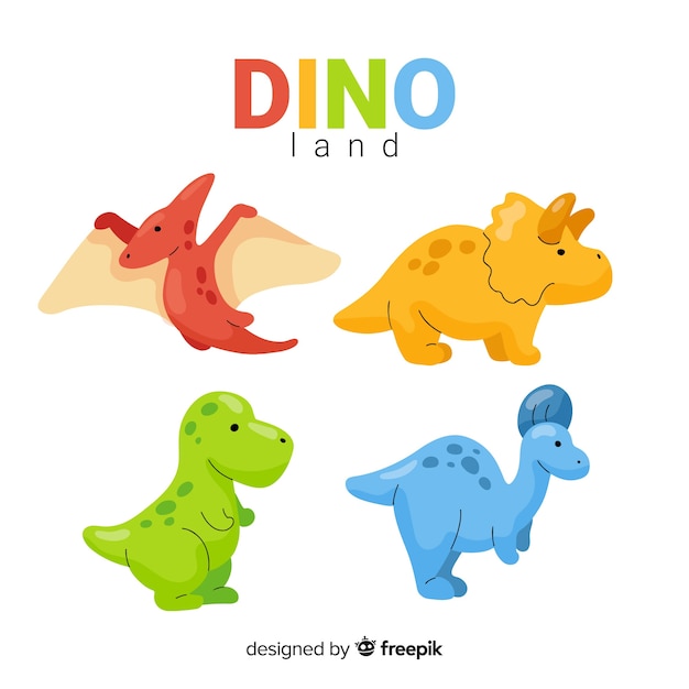 Flat dinosaur collection