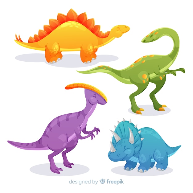 Flat dinosaur collection