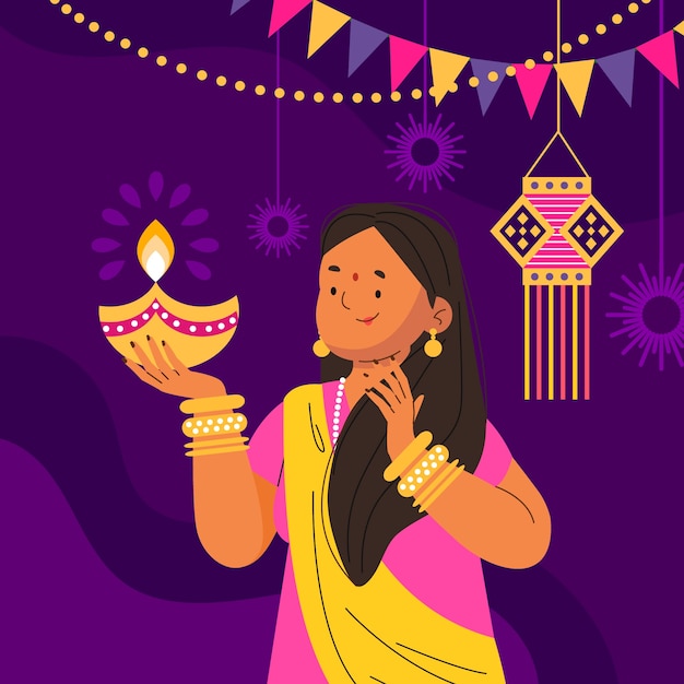 Flat diwali festival illustration