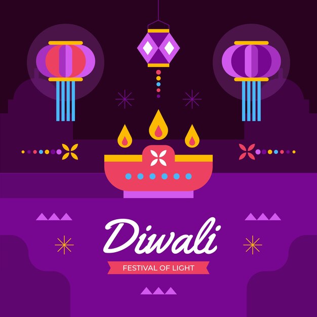 Vector flat diwali illustration