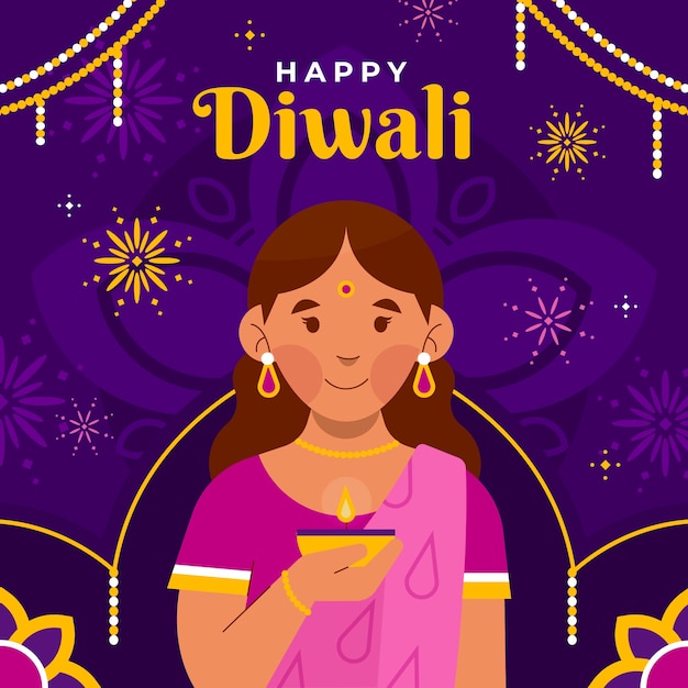 Flat diwali illustration