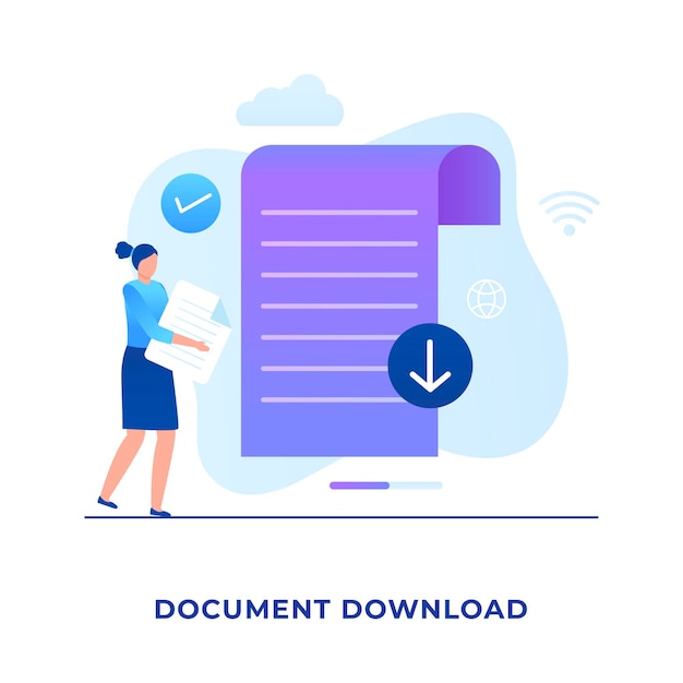 Flat document download concept.