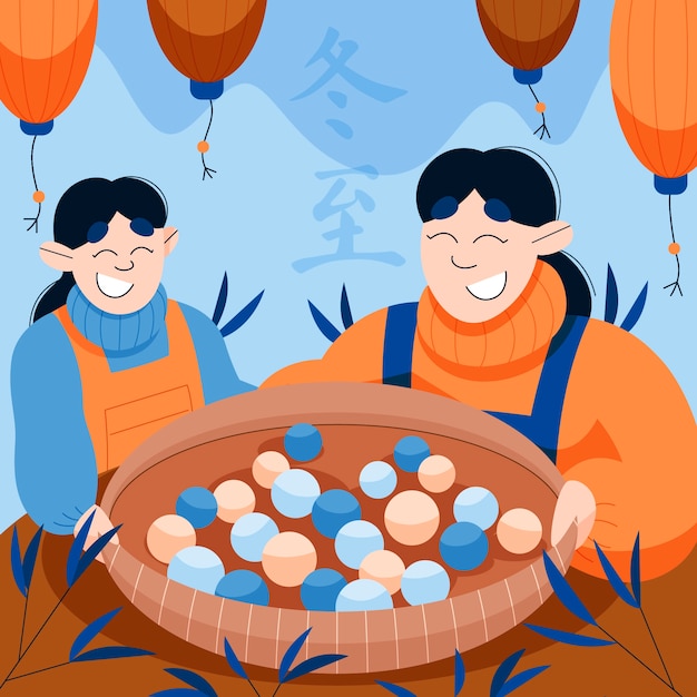 Flat dongzhi festival illustration