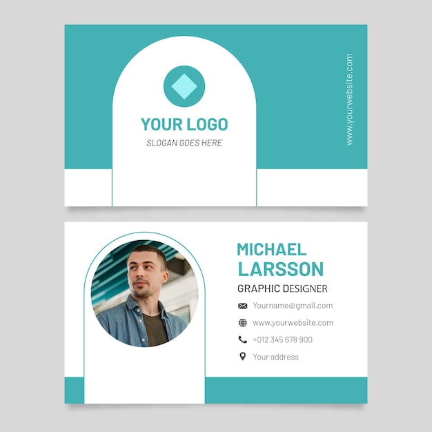 Flat double-sided business card horizontal template