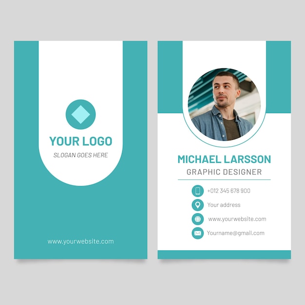 Flat double-sided business card vertical template