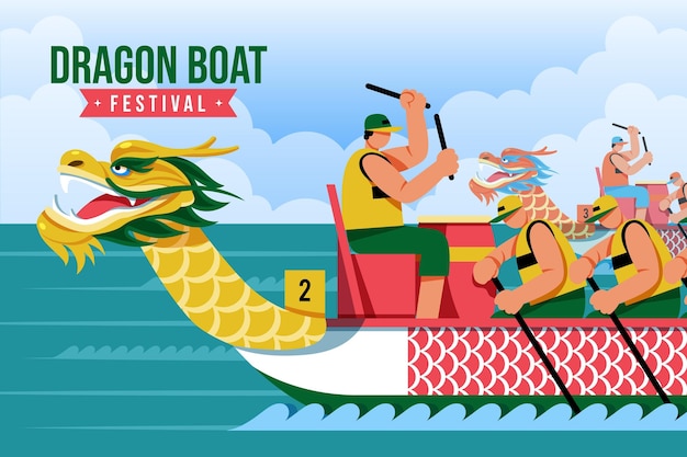 Vector flat dragon boat background