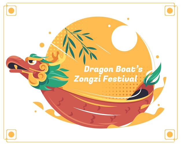 Flat dragon boat's zongzi background