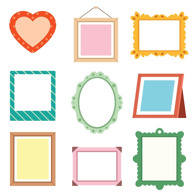 Flat Drawing Of Various Photo Frames