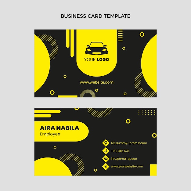 Flat driving school horizontal business card template