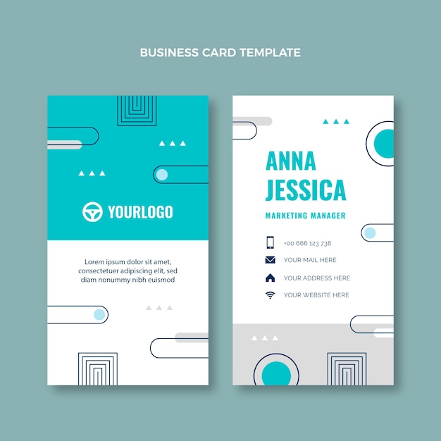 Flat driving school vertical business card template