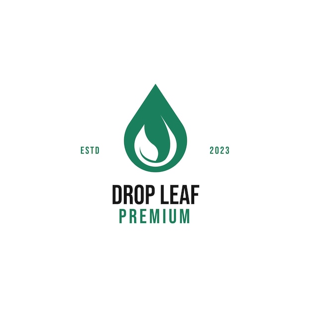 Flat drop leaf sprout logo design vector illustration