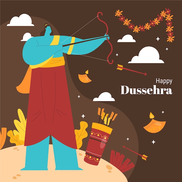 Flat dussehra illustration