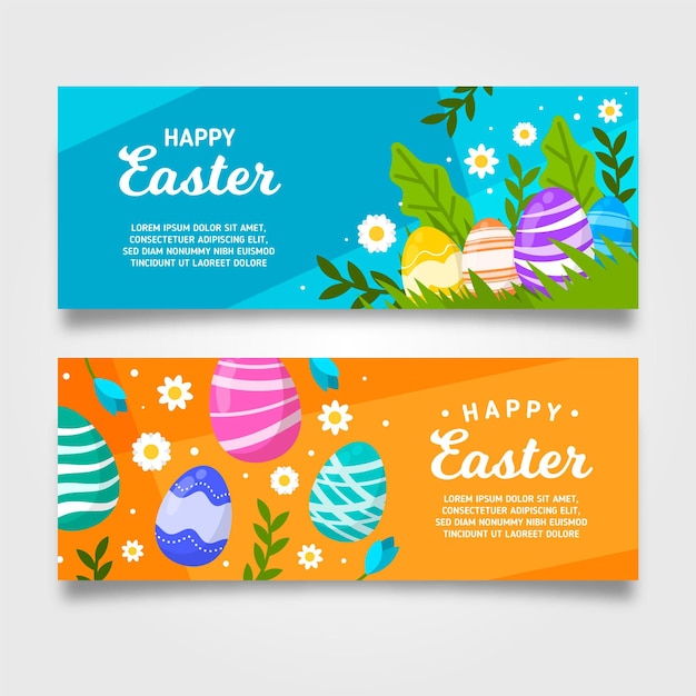 Flat easter banners set