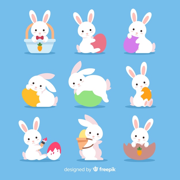 Flat easter bunny collection