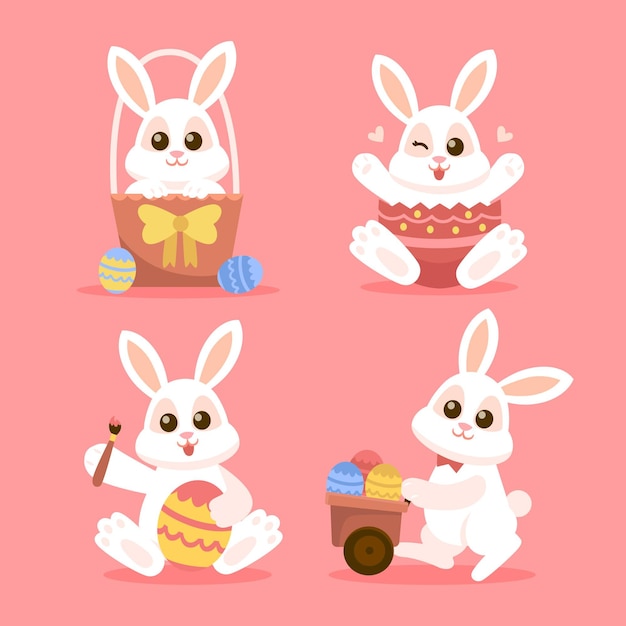 Flat easter bunny collection