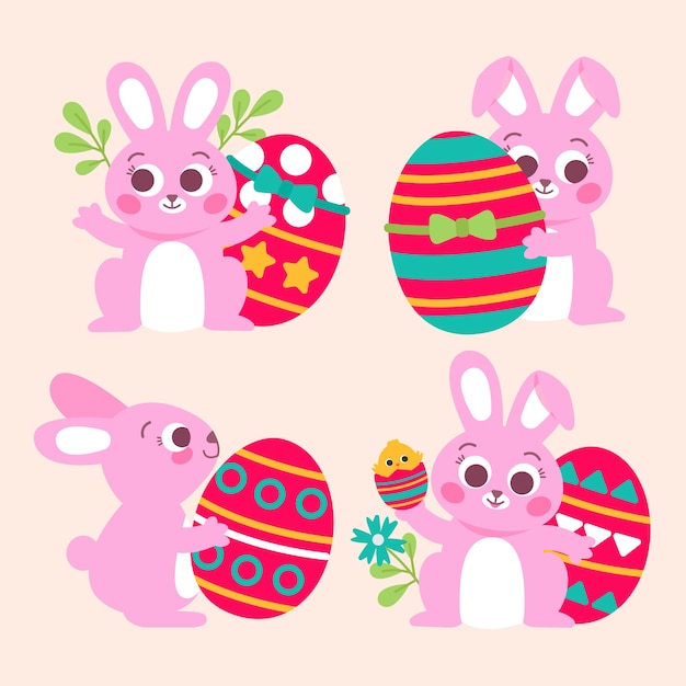 Flat easter bunny collection