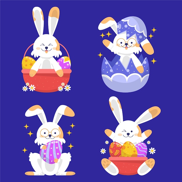 Flat easter bunny collection