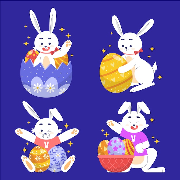 Flat easter bunny collection