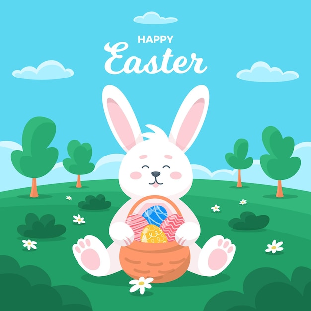 Flat easter celebration illustration