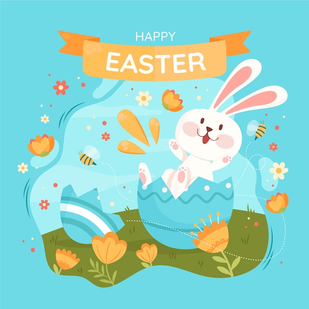 Flat easter illustration