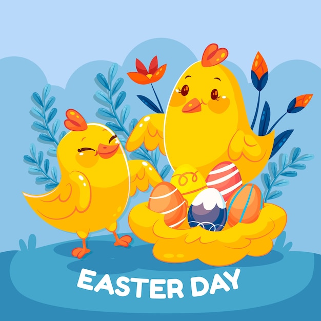 Flat easter illustration