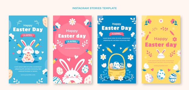 Flat easter instagram stories collection