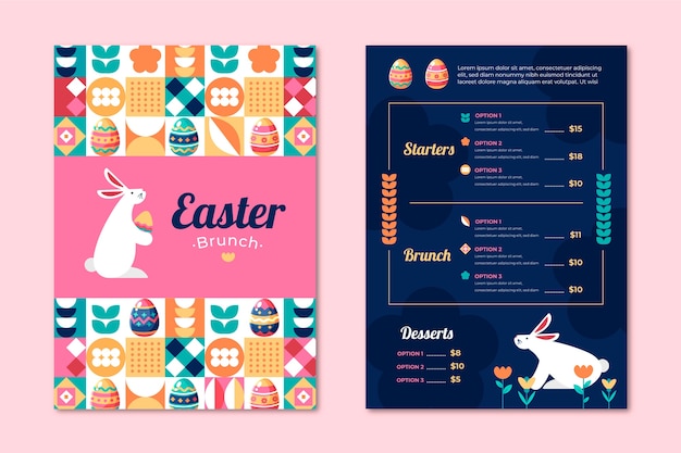 Flat easter menu template