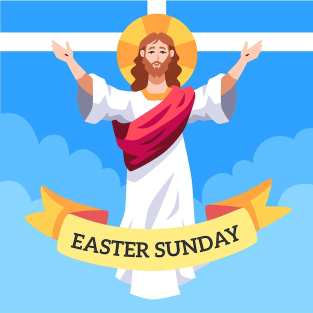 Vector flat easter sunday illustration