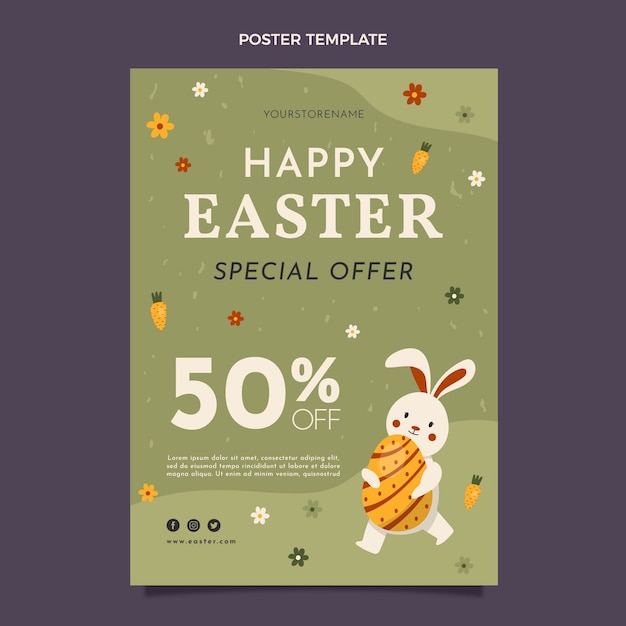 Flat easter vertical poster template