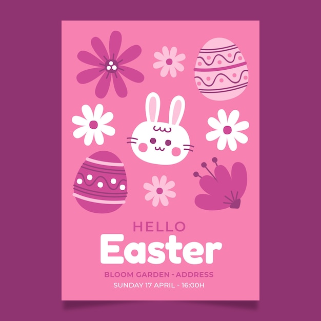 Flat easter vertical poster template