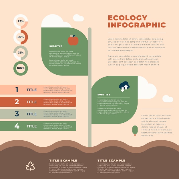 Flat ecology infographic with retro colors