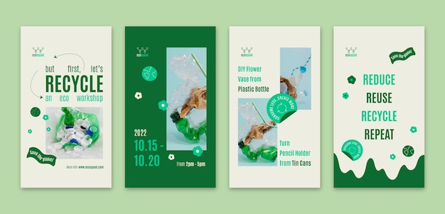 Flat ecology instagram stories collection