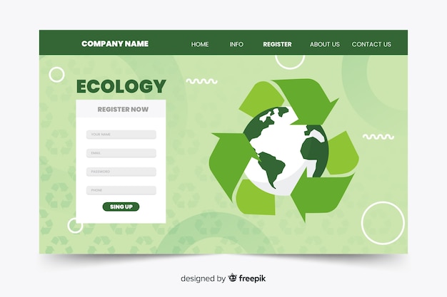 Flat ecology landing page template