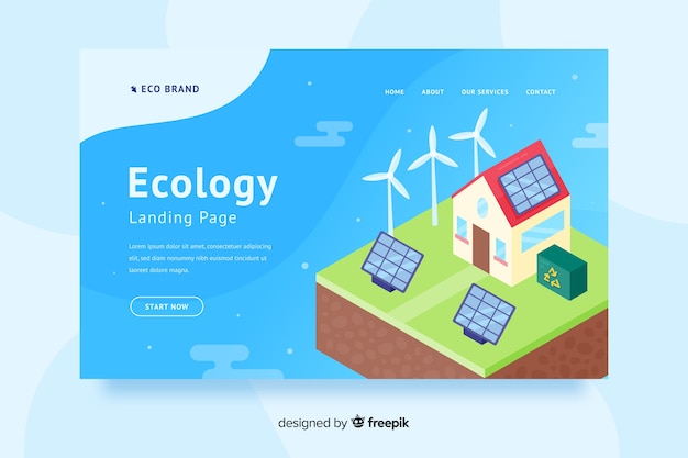 Flat ecology landing page template