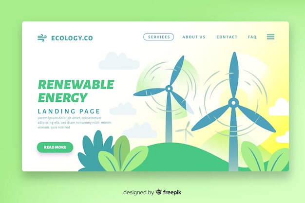 Flat ecology landing page template