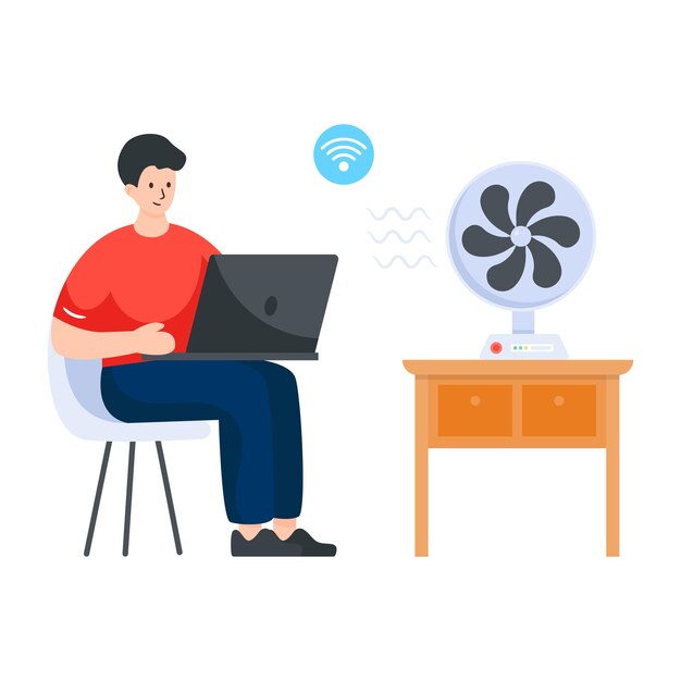 Flat editable illustration of wifi fan