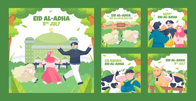 Flat eid al-adha instagram posts collection