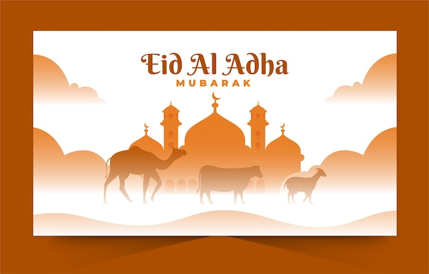 Flat eid al adha mubarak for banner design template