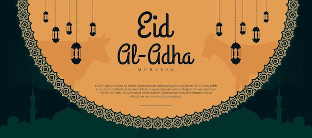 flat eid al adha mubarak design banner