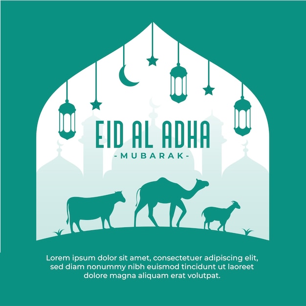 Flat eid al adha mubarak for social media post design template