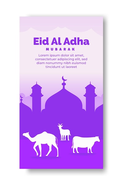 Flat eid al adha mubarak for social media stories