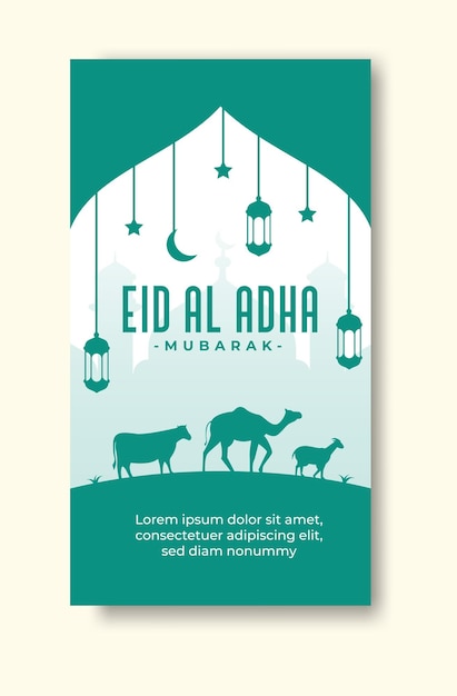 Flat eid al adha mubarak for social media stories