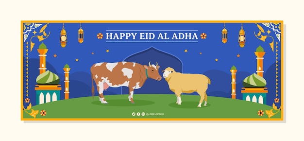 Flat eid al-adha social media cover template